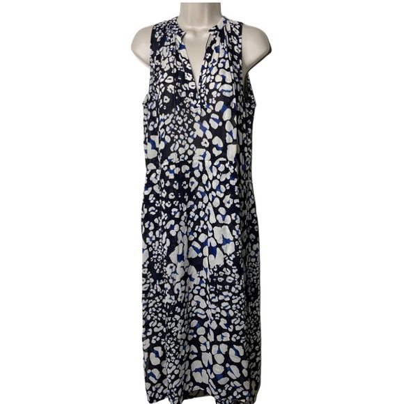 Sea New York maxi sleeveless dress in blue black white leopard print size 8 - Picture 2 of 9